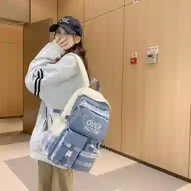 醇龙 撞色格子设计时尚百搭简约轻便通勤大容量 尼龙 双肩包 常规 男女同款情侣款 多色