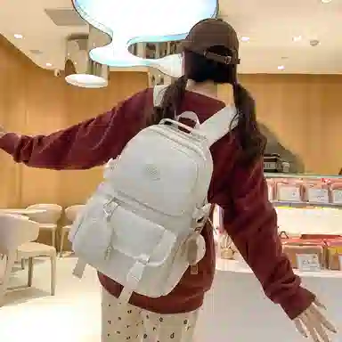 醇龙  尼龙男女通用多色风简约纯色双肩包大容量背包