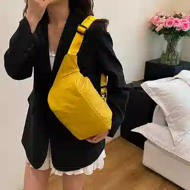 醇龙 纯色简约外出轻便时尚潮流 尼龙 斜挎单肩包 常规 男女同款情侣款 多色