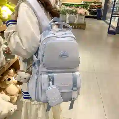 醇龙  尼龙男女通用多色风简约纯色双肩包大容量背包