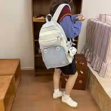 醇龙 百搭二次元透明吧唧校园学院风 棉 双肩包 女款