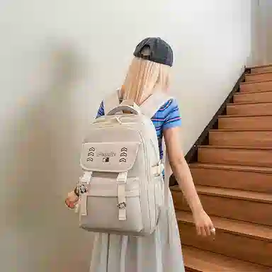 醇龙 多巴胺多功能大容量 尼龙 双肩包 男女同款情侣款 米白色/灰色/黑色/紫色/黄色/蓝色