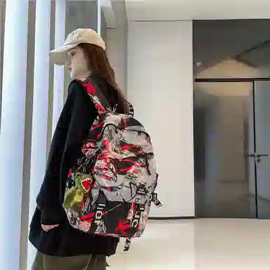 醇龙 涂鸦学生时尚潮流 尼龙 双肩包 常规 男女同款情侣款 多色