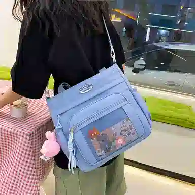 醇龙 百搭简约休闲 尼龙 单肩包 常规 男女同款情侣款 蓝/黑/粉/白