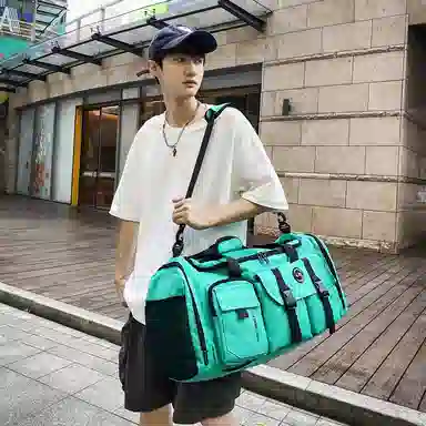 醇龙大容量工装多口袋 百搭 多功能 尼龙布 旅行包 男女同款情侣款 黑/青绿/灰