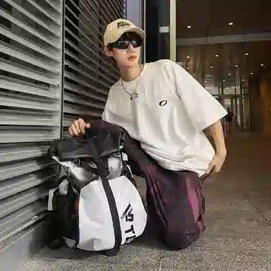 醇龙 休闲百搭潮牌运动 牛津布 双肩包 男女同款情侣款 深灰/浅灰/黑/红