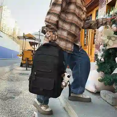 醇龙 纯色大学生休闲大容量百搭简约双肩包 情侣 男女通用 尼龙 多色