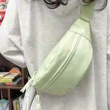 醇龙 运动潮流纯色 尼龙 单肩包腰包小挎包斜挎包胸包 男女同款情侣款 黄/绿/白/黑/粉