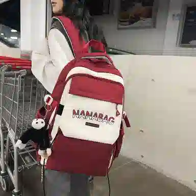 醇龙  尼龙男女通用多色双肩包简约耐脏撞色学生大容量耐磨旅行包