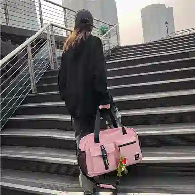 醇龙 大容量干湿分离短途多口袋 尼龙 单肩旅行包 常规 男女同款情侣款 黑/红/卡其/粉 /黄/绿