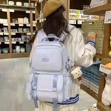 醇龙  尼龙男女通用多色风简约纯色双肩包大容量背包