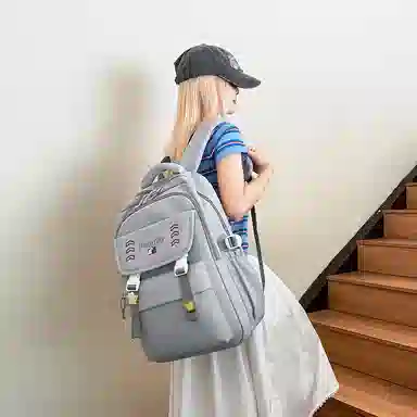 醇龙 多巴胺多功能大容量 尼龙 双肩包 男女同款情侣款 米白色/灰色/黑色/紫色/黄色/蓝色