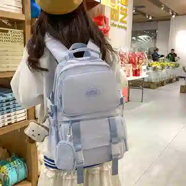 醇龙  尼龙男女通用多色风简约纯色双肩包大容量背包