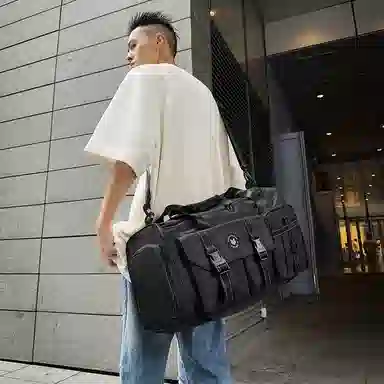 醇龙 中性风休闲简约多功能旅游时尚百搭 尼龙 旅行包 男女同款情侣款 黑/粉/卡其/青绿/黄/军绿