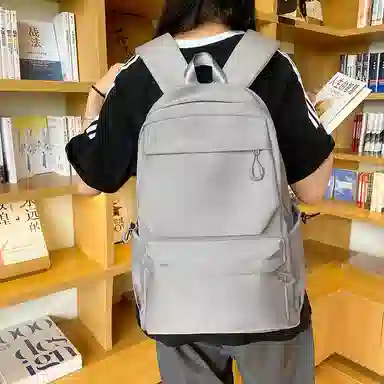 醇龙 超酷简约纯色大容量 尼龙 双肩包 男女同款情侣款 白色/灰色/黑色/黄色