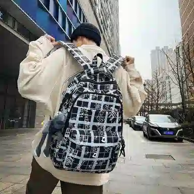 醇龙 涂鸦大容量初高中生简约舒适 双肩包 男女通用 多色 尼龙