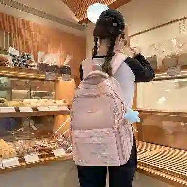 醇龙 韩版简约潮初高中学生书包大容量轻便背包 尼龙 双肩包 女款 多色