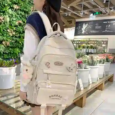 醇龙 书包女生小学生初中生高中生背包大学生补课包轻便双肩包 尼龙 组合装 男女同款情侣款 多色