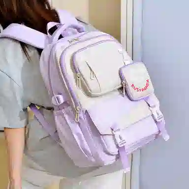 醇龙 初中生大容量简约时尚高中生轻便大学生撞色校园风潮 尼龙 双肩包 男女同款情侣款 多色