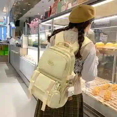 醇龙  尼龙男女通用多色风简约纯色双肩包大容量背包