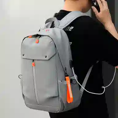 醇龙 大容量潮流商务 尼龙 双肩包 男款 黑色/灰色