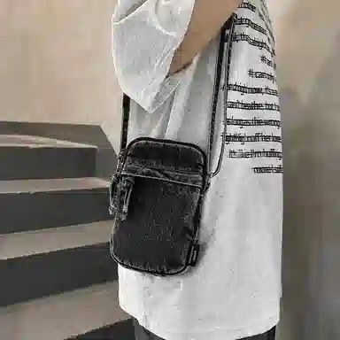 醇龙  男女通用多色质感斜挎小包包迷你单肩包复古设计感牛仔布手机包