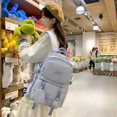 醇龙  尼龙男女通用多色风简约纯色双肩包大容量背包