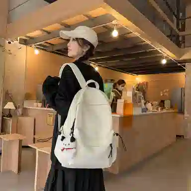 醇龙 大容量纯色休闲 尼龙 双肩包 常规 男女同款情侣款 黑色/白色/红色/蓝色