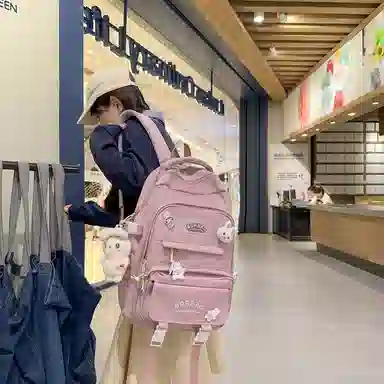 醇龙 书包女生小学生初中生高中生背包大学生补课包轻便双肩包 尼龙 组合装 男女同款情侣款 多色