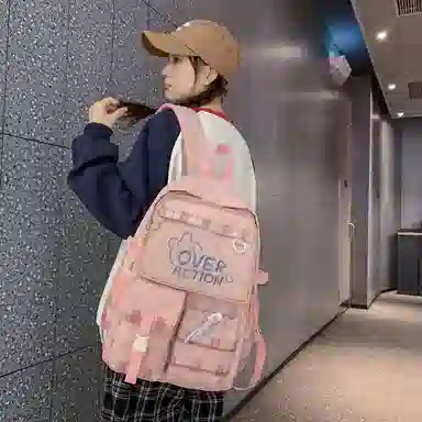 醇龙 撞色格子设计时尚百搭简约轻便通勤大容量 尼龙 双肩包 常规 男女同款情侣款 多色