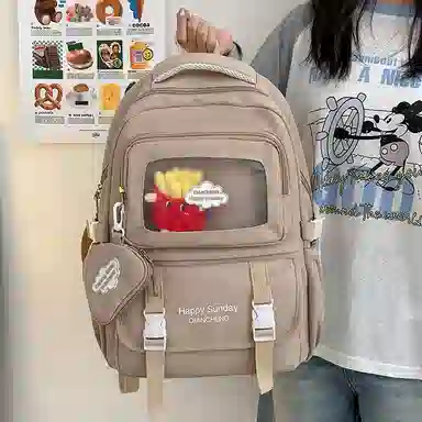 醇龙 尼龙男女通用多色书包小众设计尼龙高颜值日系学生书包大容量纯色旅行双肩包