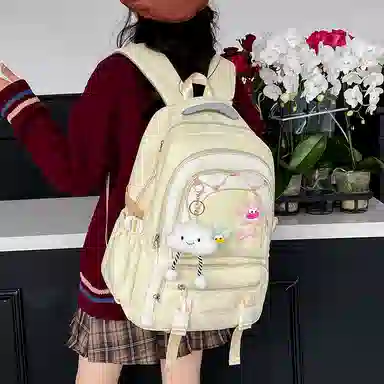 醇龙 可爱高中生初中生学生女大学生休闲旅游轻便电脑背包 帆布 双肩包 常规 女款 多色