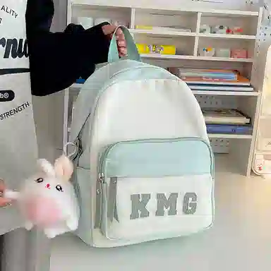 醇龙 撞色字母出游旅行韩系学院风轻便 尼龙 双肩包 常规 粉/蓝/黑/黄/绿