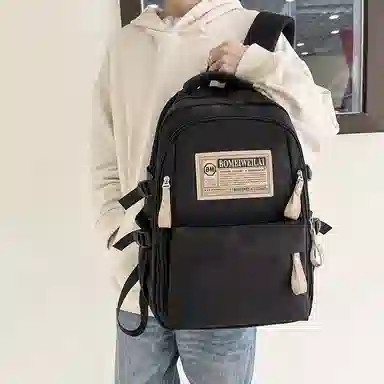 醇龙 初中高中生大容量轻便耐脏学生旅行 双肩包 男女同款情侣款 尼龙 多色