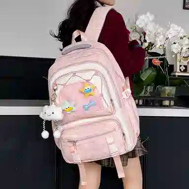 醇龙 可爱高中生初中生学生女大学生休闲旅游轻便电脑背包 帆布 双肩包 常规 女款 多色