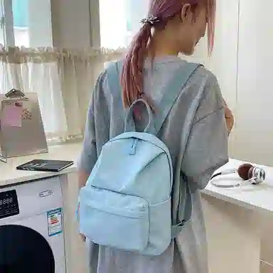 醇龙 古着感纯色防水电脑登山背包 尼龙 双肩包 男女同款情侣款 多色