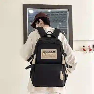 醇龙 初中高中生大容量轻便耐脏学生旅行 双肩包 男女同款情侣款 尼龙 多色