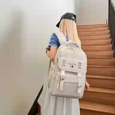 醇龙 多巴胺多功能大容量 尼龙 双肩包 男女同款情侣款 米白色/灰色/黑色/紫色/黄色/蓝色