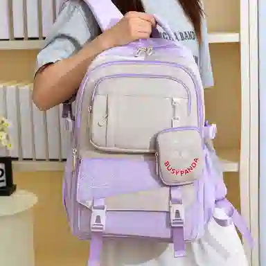 醇龙 初中生大容量简约时尚高中生轻便大学生撞色校园风潮 尼龙 双肩包 男女同款情侣款 多色