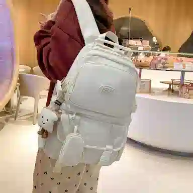 醇龙  尼龙男女通用多色风简约纯色双肩包大容量背包