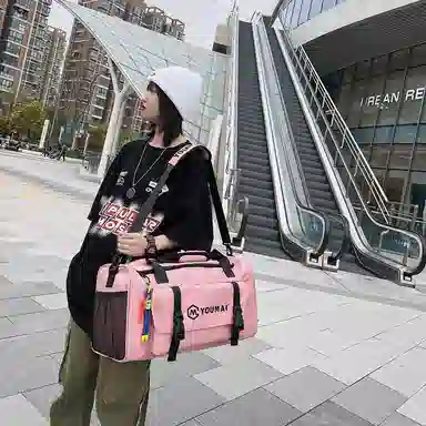 醇龙 大容量 轻便时尚 干湿分离 简约纯色 尼龙 单肩斜挎旅行包 常规 男女同款情侣款 黑/青绿/黄/粉/军绿/卡其