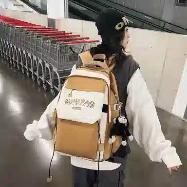 醇龙  尼龙男女通用多色双肩包简约耐脏撞色学生大容量耐磨旅行包