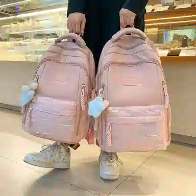 醇龙 韩版简约潮初高中学生书包大容量轻便背包 尼龙 双肩包 女款 多色