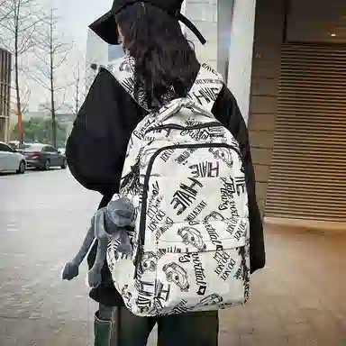 醇龙 涂鸦大容量初高中生简约舒适 双肩包 男女通用 多色 尼龙