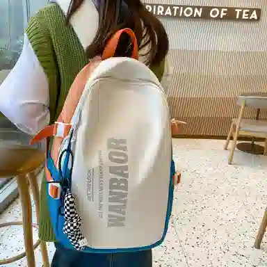 醇龙 大容量休闲美式复古字母简约大学生 尼龙 双肩包 常规 男女同款情侣款 多色