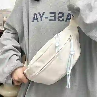 醇龙 运动潮流纯色 尼龙 单肩包腰包小挎包斜挎包胸包 男女同款情侣款 黄/绿/白/黑/粉