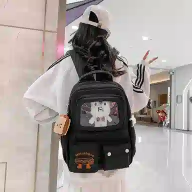 醇龙 日系大容量高颜值 尼龙 书包背包双肩包 常规 男女同款情侣款 米白/黄/蓝/黑