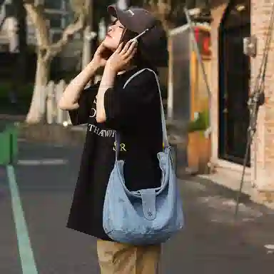 醇龙 男女通用 斜挎单肩包 牛仔布 大容量百搭 多色