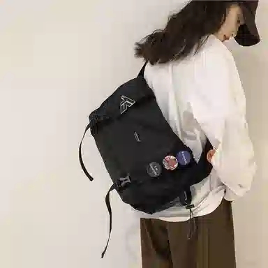 醇龙  尼龙男女通用黑色背包斜挎包大容量单肩包邮差包