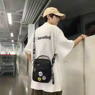 醇龙 轻便百搭小背潮牌手机包休闲斜挎包手提 尼龙 单肩包 常规 男女同款情侣款 黑/墨绿/黑白/卡其/灰